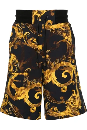 VERSACE Shorts, Herre, Flerfarvet, S, Bomuld, Sort Bomuld Afslappet Vandfarve Shorts