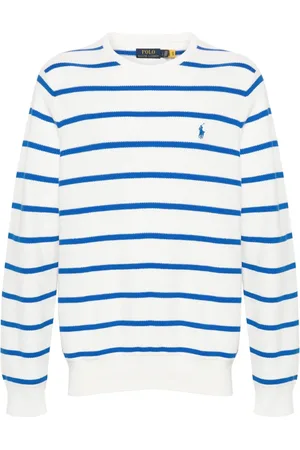 Ralph Lauren Strik, Herre, Hvid, 2XL, Bomuld, Casual Hvid Bomuld Langærmet Pullover