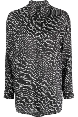 Pinko Bluser & Skjorter, Dame, Sort, S, Uld, Elegant Langærmet Sort Skjorte