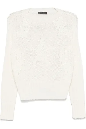 LORENA ANTONIAZZI Strik, Dame, Hvid, XS, Bomuld, Hvid Bomuld Strik Turtleneck Sweater