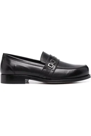 Sergio Rossi Sko, Dame, Sort, 35 1/2 EU, Læder, Sorte læderloafers med spænde detalje