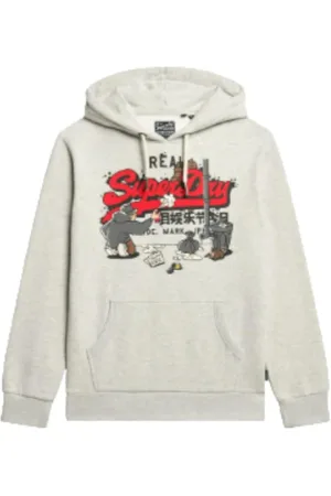 Superdry Sweathshirts & Hoodies, Herre, Grå, M, Bomuld, New York Vintage Logo Hættetrøje