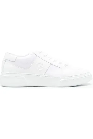 Giorgio Armani Sko, Herre, Hvid, 44 EU, Læder, Hvid Elegant Trainers Sneaker