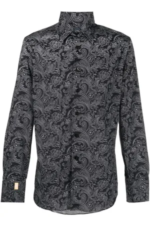 BILLIONAIRE Skjorte, Herre, Sort, 3XL, Bomuld, Casual Langærmet Skjorte i Sort