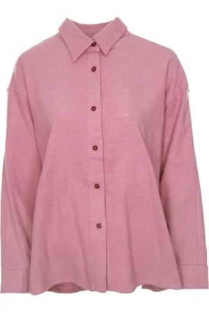 American Vintage Bluser & Skjorter, Dame, Lyserød, M, Uld, Langærmet bluse med spids krave