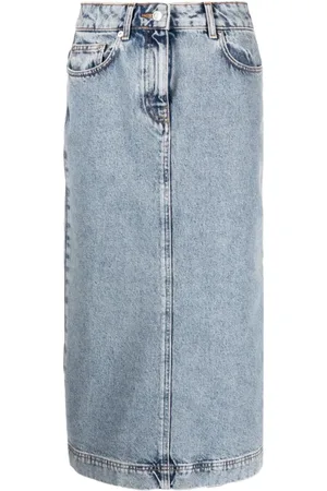 Moschino Nederdel, Dame, Blå, L, Denim, Denim Nederdel med Frontlukning