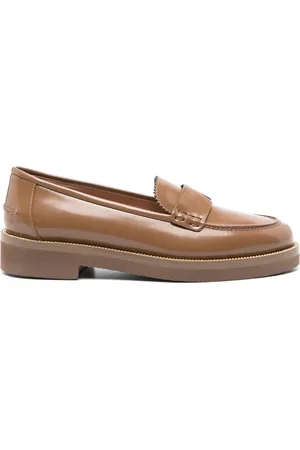 Aquazzura Sko, Dame, Brun, 39 1/2 EU, Læder, Brun Elegante Lukkede Loafers