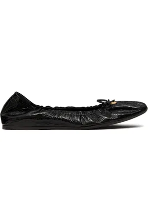 VALENTINO Sko, Dame, Sort, 36 1/2 EU, Sorte Rynkede Ballerina Sko med VLogo