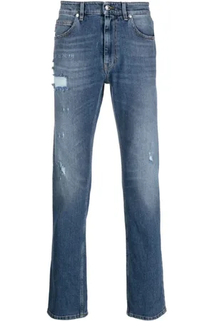 Roberto Cavalli Jeans, Herre, Blå, W31, Bomuld, Blå Slim Straight Jeans
