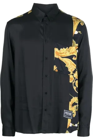 VERSACE Skjorte, Herre, Sort, XL, Sort langærmet kædeskjorte