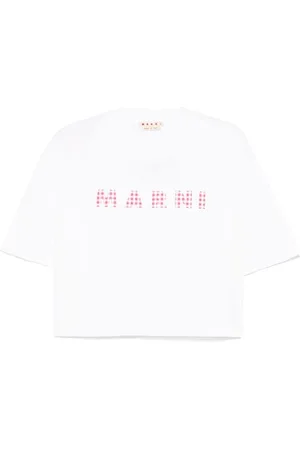Marni Top, Dame, Hvid, XS, Bomuld, Gingham Check Jersey T-shirt