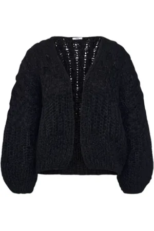 MAIAMI Strik, Dame, Sort, M/L, Uld, Mohair Strukturer Bomber Cardigan Sort