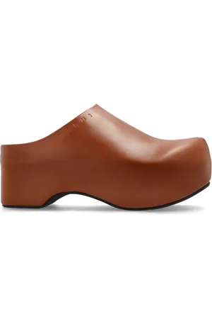 Marni Sko, Dame, Brun, 36 EU, Læder, Læder Slides Chunky