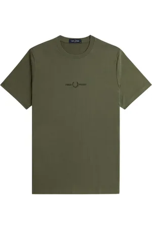 Fred Perry Top, Herre, Grøn, XL, Bomuld, Broderet T-shirt Grøn Top