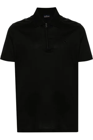 Paul & Shark Top, Herre, Sort, XL, Bomuld, Strikket poloshirt i sort