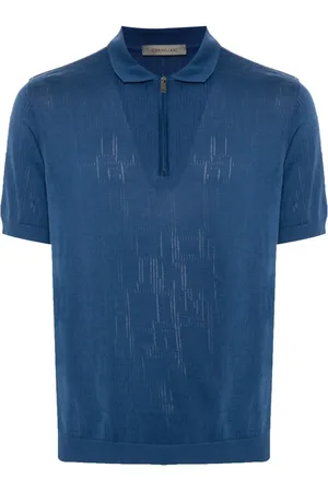 corneliani Top, Herre, Blå, 4XL, Bomuld, Blå Casual Polo Skjorte