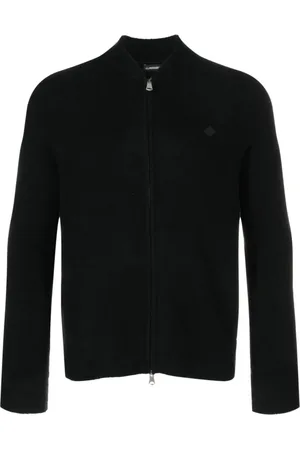 J Lindeberg Strik, Herre, Sort, S, Uld, Merino Logo Zip Sweater i Sort