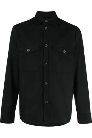 J Lindeberg Jakke, Herre, Sort, XL, Uld, Uld Overshirt Jakke Sort Afslappet Stil