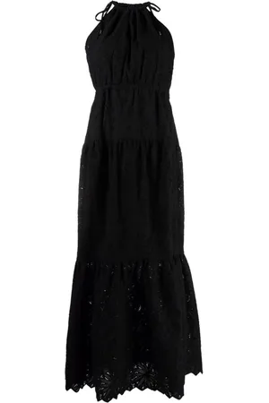 Michael Kors Kjole, Dame, Sort, XS, Bomuld, Sort Bomuld Maxi Kjole Broderet