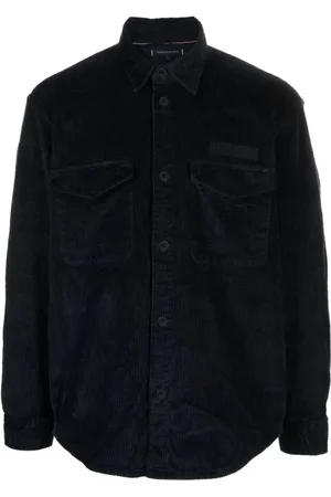 Tommy Hilfiger Jakke, Herre, Blå, L, Bomuld, Blå Corduroy Overshirt