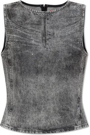 Diesel Top, Dame, Grå, 2XS, Bomuld, Top De-Pinar-S
