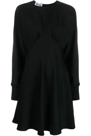 Moschino Kjole, Dame, Sort, S, Satin, Sort Satin Kjole med Ballonærmer