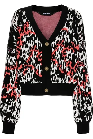 Roberto Cavalli Strik, Dame, Flerfarvet, XS, Polyester, Multifarvet Cardigan med Viskose og Polyester