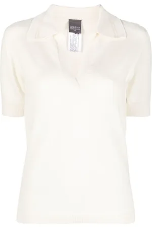 LORENA ANTONIAZZI Top, Dame, Hvid, L, Bomuld, Casual Strikket Polo Skjorte i Hvid