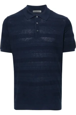corneliani Top, Herre, Blå, 2XL, Bomuld, Blå Silke Bomuld Polo Skjorte