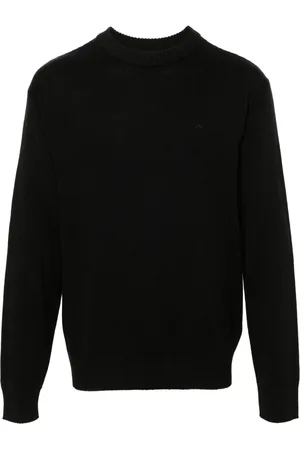 J Lindeberg Strik, Herre, Sort, XL, Uld, Sort Merino Crew Sweater