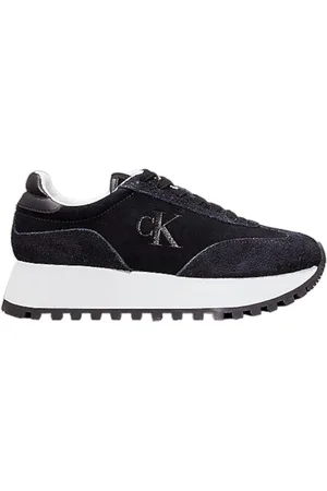 Calvin Klein Sport, Dame, Sort, 37 EU, Suede, Retro Laceup Runner Sneakers