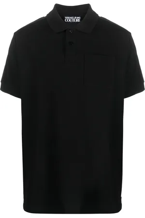 VERSACE Top, Herre, Sort, XL, Bomuld, Sort kortærmet poloshirt