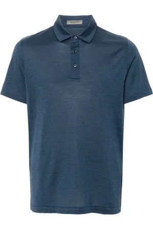 corneliani Top, Herre, Blå, M, Bomuld, Blå Silke Bomuld Polo Skjorte