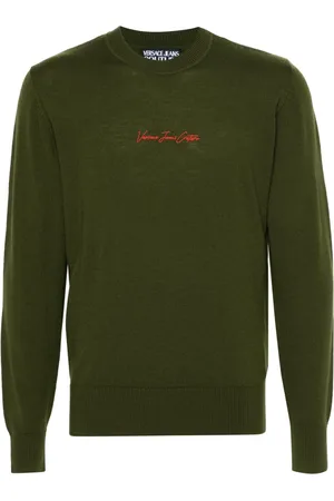 VERSACE Strik, Herre, Grøn, M, Uld, Grøn Uld Sweatshirt Sweaters Hoodies