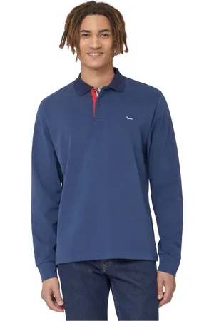 HARMONT&BLAINE Top, Herre, Blå, M, Bomuld, Polo