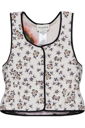 Munthe Jakke, Dame, Hvid, XS, Vest med blomstermotiv