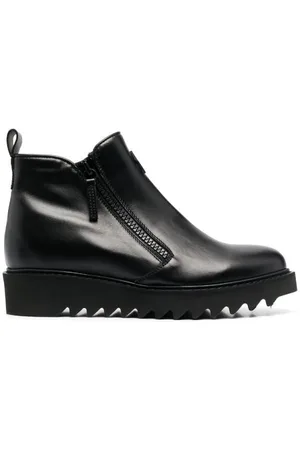Giuseppe Zanotti Sko, Herre, Sort, 41 EU, Læder, Elegant Sort Ankelstøvler med Pels