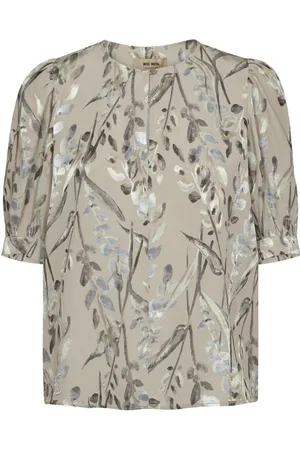 Mos Mosh Bluser & Skjorter, Dame, , XS, Fjergrå bluse med korte ærmer