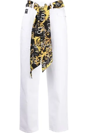 VERSACE Bukser, Dame, Hvid, W26, Bomuld, Hvide Straight Jeans til Kvinder