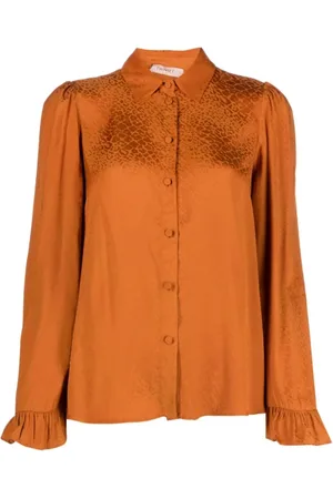 Twin-Set Bluser & Skjorter, Dame, Brun, XS, Elegant Brun Langærmet Skjorte