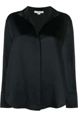 Vince Bluser & Skjorter, Dame, Sort, XS, Elegant Sort Silke Stand Bluse