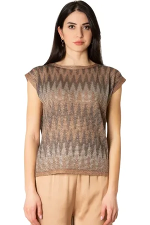 D.EXTERIOR Strik, Dame, Brun, S, Polyester, Chevron Lux Ærmeløs Top