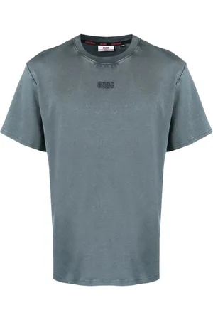 GCDS Top, Herre, Blå, S, Bomuld, Sort Logo T-shirt Casual Stil