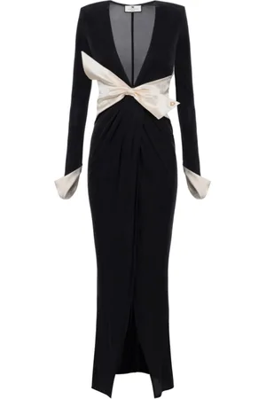 Elisabetta Franchi Kjole, Dame, Sort, S, Uld, Elegante kjoler med polstrede skuldre