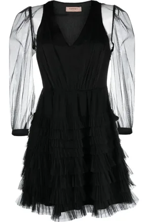 Twin-Set Kjole, Dame, Sort, XS, Polyester, Elegant Sort Mini Kjole