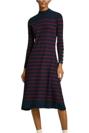 Pepe Jeans Kjole, Dame, Flerfarvet, S, Stribet Midi Kjole med Knapdetalje
