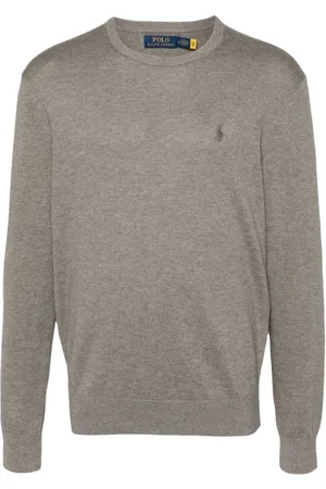Ralph Lauren Strik, Herre, Grå, XL, Bomuld, Casual Grå Bomuld Cashmere Sweater