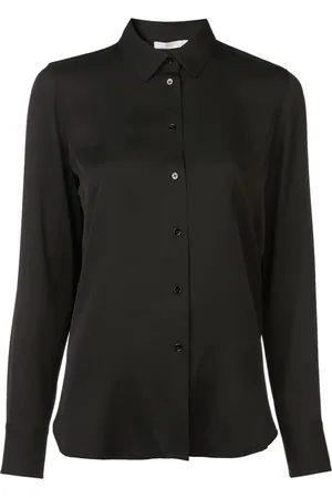 Vince Bluser & Skjorter, Dame, Sort, XS, Sort Silke Langærmet Bluse