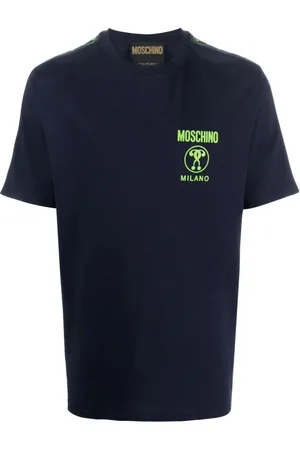Moschino Top, Herre, Blå, L, Bomuld, Blå Casual Kortærmet Bomuld T-shirt