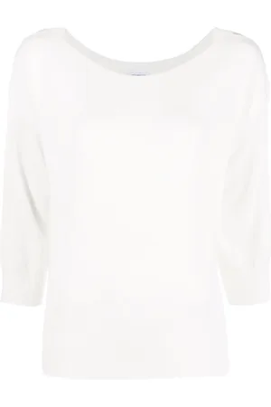 Malo Strik, Dame, Hvid, S, Bomuld, Afslappet hvid sweater med viskose bomuld